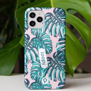 Loopy Case Tropical Leaf Phone Case - Pink and Green